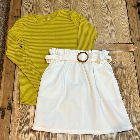 Yellow Ribbed Top and White Miami Skirt Set box 5 - Picture 2 of 7